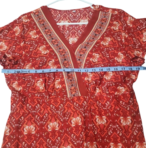 Floral Pattern Cotton short sleeves Dress. XL - Picture 10 of 12